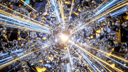 Central Crystal Orbs with Light Beams