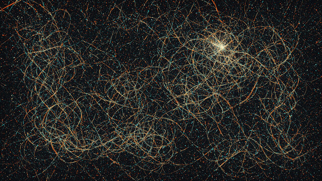 Abstract Neural Network Background with Glowing Lines and Interconnected Fibers: Futuristic Digital Connection Concept