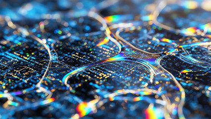 Circuit Lines Glow Teal Blue