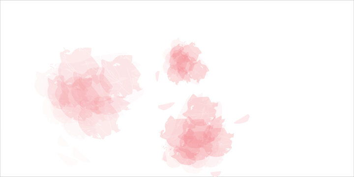 Set of abstract bright red watercolor water splash on a white background. Vector watercolour texture in salad color. Ink paint brush stain. Bright red splatters spot. Watercolor pastel splash