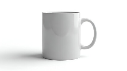 White Ceramic Mug on White Surface with Soft Shadow