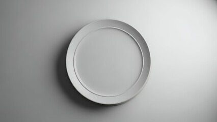 Minimal White Plate on Grey Background