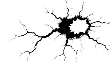 Abstract White Lightning Crack Pattern On Black Background