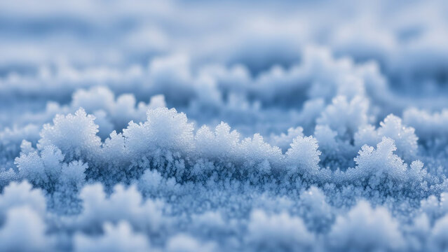 Frosty Ice Crystals on Cold Blue Surface