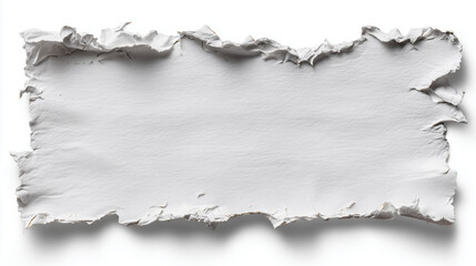 Fototapeta premium Piece of White Torn Paper with Ragged Edges on White Background