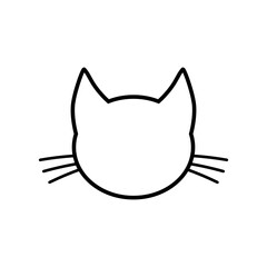 Cat head outline. Simple minimal vector drawing.