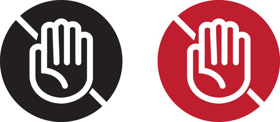 Obraz premium Don't touch vector icons set. Do not enter sign with hand