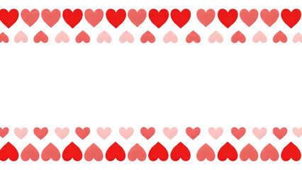 Colorful heart pattern with red and pink hearts on transparent background for valentines day or love themed designs and decorations
