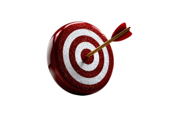 Perfectly hit bullseye on target with arrow symbolizing success and achievement goals