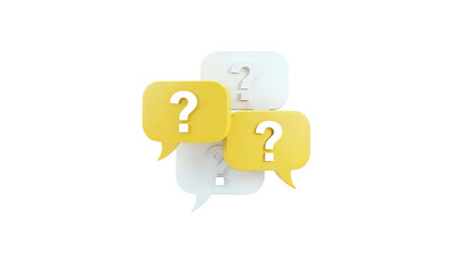 3D Question Mark Speech Bubbles on transparent background