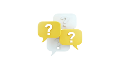 3D Question Mark Speech Bubbles on transparent background