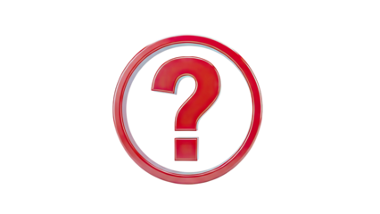 3D Red Question Mark Inside a Red Circle on transparent background