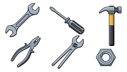 Fototapeta premium Collection of hand tools on black background for construction and repair