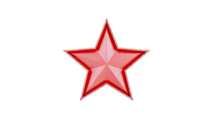 3D Red star emblem on transparent background
