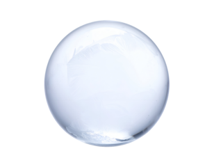 Icy frozen sphere with frosted surface and translucent ice texture winter snowball orb on isolated background