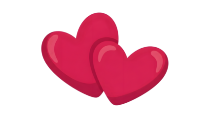 Two pink hearts on a transparent background for love and valentines day concepts