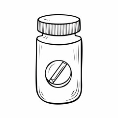 Pill Bottle Icon Hand Drawn Sketch Style for Medical Design