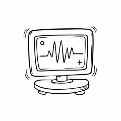 Heartbeat Monitor Doodle Icon: Hand Drawn Medical ECG Line Art