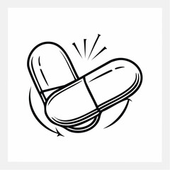 Pill capsules active icon line art. Medicine health supplement dynamic.