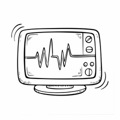 Heart Rate Monitor ECG Line Doodle Icon - Medical Health Device