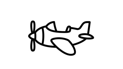 Simple Line Drawing of a Classic Airplane. © Afi
