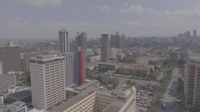 Drone shot of Kenya International Conference centre in Nairobi CBD
