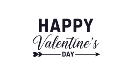 Happy valentines day greeting card with arrow design on transparent background