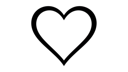 A simple black heart shape on a transparent background for love and valentines day designs