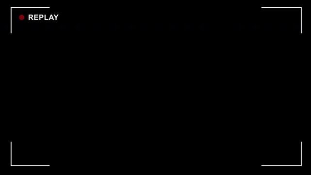 Video camera replay screen overlay animation with transparent background. Playing video Replay Overlay