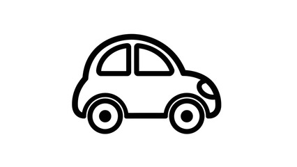 Fototapeta premium Simple Black and White Line Art Icon of a Car.