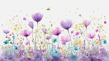 Elegant wedding invitation card background vector. Minimal hand painted watercolor botanical flowers texture template background. Design for wedding, vip cover, poster, rsvp moderncard.Valentine's Day