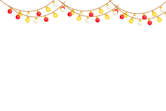Festive string of glowing red, yellow, and white decorative lights for celebration isolated on transparent background - Powered by Adobe