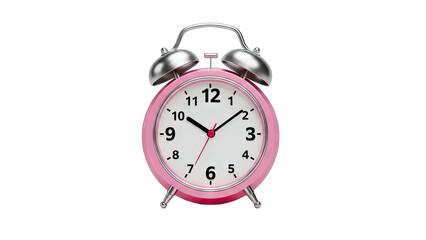 3D Pink alarm clock with silver bells transparent background
