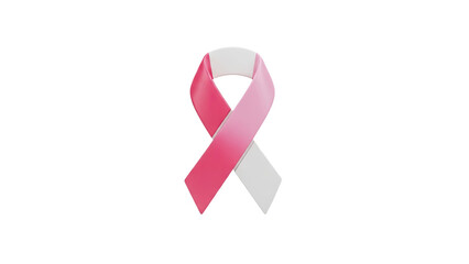 3D Pink ribbon symbol for breast cancer awareness on transparent background