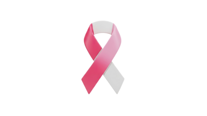 3D Pink ribbon symbol for breast cancer awareness on transparent background