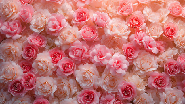 Full frame of blooming red roses creating a romantic and elegant floral background.
 - Powered by Adobe