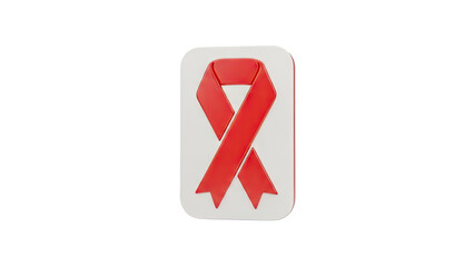 3D Red Awareness Ribbon Icon on transparent background