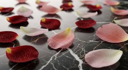 Fresh pink and red rose petals isolated on a white background create a romantic nature scene perfect for a Valentine dessert or sweet love celebration