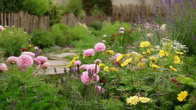 Beautiful Summer Flowers in a Small Garden