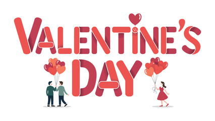 Valentine's Day: A vibrant illustration showcasing the spirit of Valentine's Day. It captures the essence of love and connection through the artful arrangement of text and imagery.