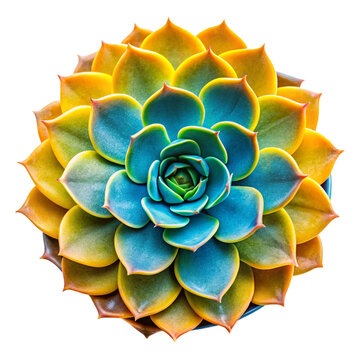 Succulent Plant with Yellow and Blue Leaves