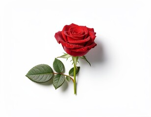 Red Rose on White Background