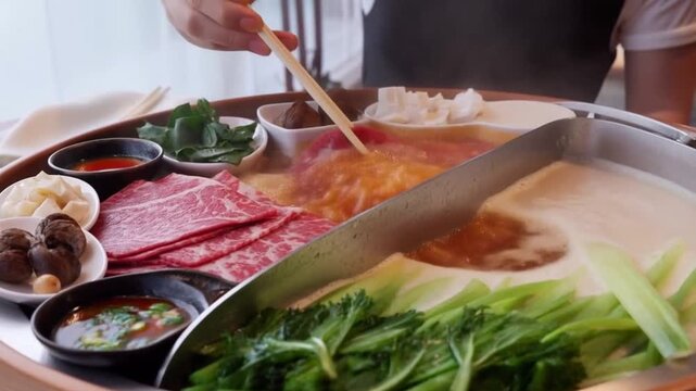 Chinese Hotpot in a Restaurant