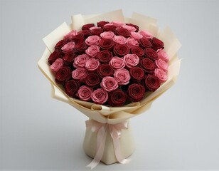 Romantic Bouquet of Pink and Red Roses