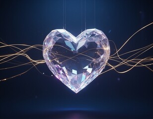 Shining Crystal Heart with Wires