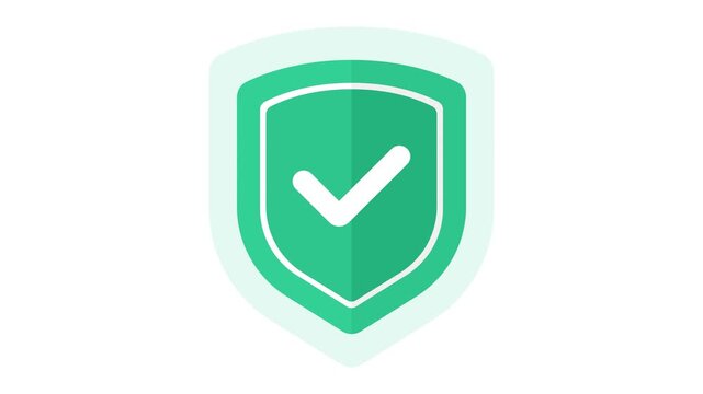 Animated green shield with checkmark protection icon