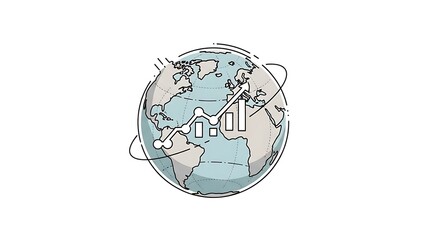 World map with charts business concept illustration on white