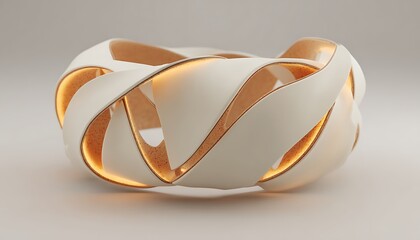 Shape-shifting mockup for wearable tech in pale cream with warm light accents