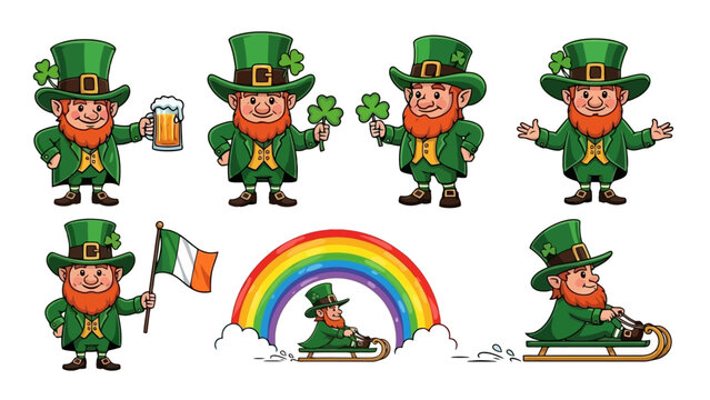 Leprechauns and St. Patrick's Day themed illustrations.