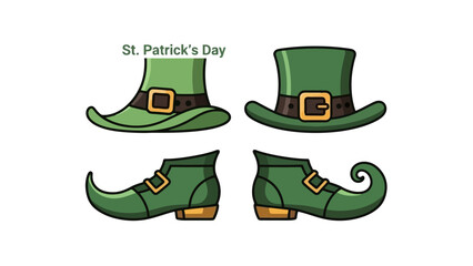 St. Patrick's Day themed illustration of a leprechaun's hat and shoes.